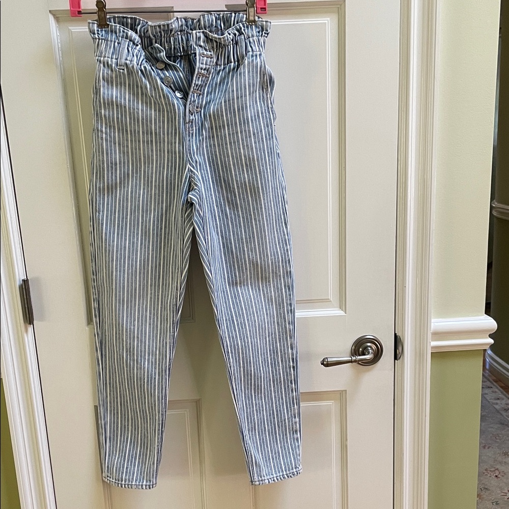 American Eagle Outfitters Blue Striped High Rise Jeans